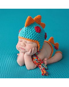 Crocheted Baby Boy Dinosaur Outfit Newborn Photography Props Handmade Knitted Photo Prop Infant Accessories (1-12 Months)