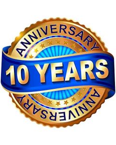 Leyiyi 4x4ft 10 Years Anniversary Backdrop Happy 10th Birthday Banner Luxury Diamond Wedding Mermorial Event Background Vintage Medal Glitter Business Adults Portrait Vinyl Prop Studio Wallpaper