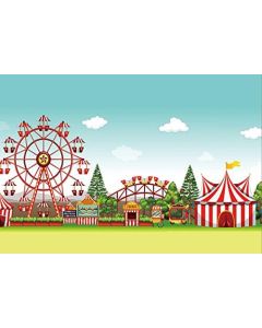 Yeele 10x8ft Fairground Photo Backdrop Cartoon Circus Carnival Playground Carousel Ferris Wheel Ticket Amusement Park Background for Photography Kids Girl Boy Baby Portrait Booth Shoot Studio Props