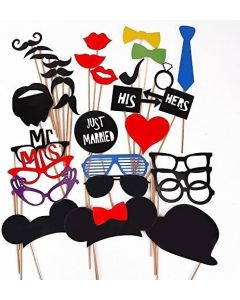 31pcs DIY Photo Booth Props Accessories Glass Cap Moustache Lips With Stick for Wedding Birthday Party Fun Favor