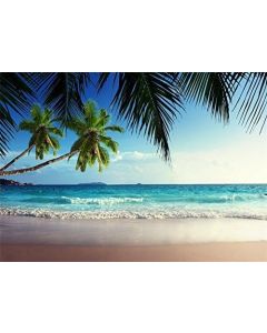 Leowefowa 7x5ft Summer Tropical Hawaiian Luau Beach Backdrop for Party Decor Seaside Palm Trees Vinyl Seascape Background Child Adult Birthday Party Banner Baby Shower Bridal Shower Cake Smash Props