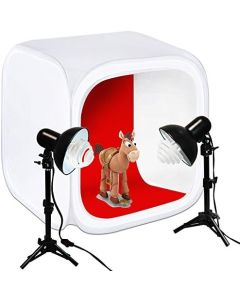 Julius Studio 30" Cube Photo Shooting Tent with Color Backdrops, Table Top Photo Lighting Kit, Light Head Lamp, Spiral Photo Bulb, Small Light Stand Tripod, Photo Studio, JSAG266