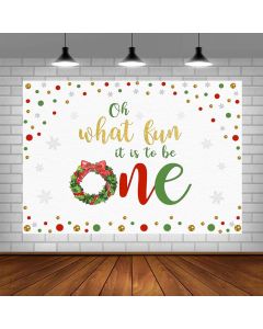Lofaris Winter Christmas Happy First Birthday Party Backdrop Oh What Fun It is to Be One Background Goy Girl 1st Birthday Party Decorations Cake Table Banner 5x3ft