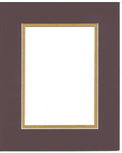 Pack of 5 11x14 Maroon & Gold Double Picture Mats Cut for 8x10 Pictures