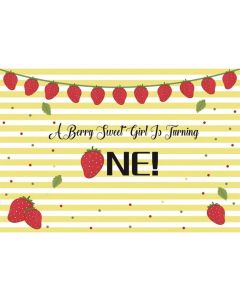 YongFoto 7x5ft A Berry Sweet Girl is Turning One Backdrop Sweet Strawberry Birthday Banner Backdrops for Photography Cake Table Decorations First Birthday for Girl Banner Supplies Props