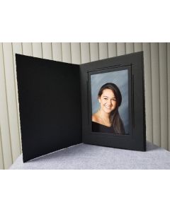 Black Photo Folder for 4x6 Pictures - Black Foil Accent Around Photo (Pack of 400). Elegant Paper Cardboard Frame for Wedding, Graduation, Corporate Events & Photo Booth.