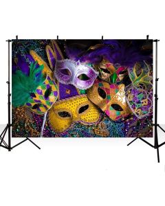 MEHOFOTO 8x6ft Mardi Gras Photo Studio Booth Background Banner Halloween Mask Masquerade Prom Dance Birthday Party Decoration Backdrops for Photography