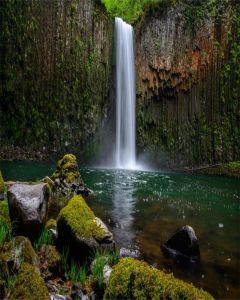 AOFOTO 4x5ft Waterfall Backdrop Summer Photo Shoot Background Mountain River Stones Spring Nature Scenic Falls Photography Studio Props Adult Boy Girl Portrait Outdoor Trip Wallpaper Video Drop