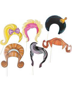 Big Hair Stick Props (6 Pack) 10" - 16" X 7" - 13 3/8". Cardboard.