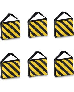Neewer 6 Pack Dual Handle Sandbag, Black/Yellow Saddlebag for Photography Studio Video Stage Film Light Stands Boom Arms Tripods