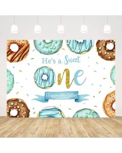 Ticuenicoa 5x3ft Donut Backdrop for 1st Birthday He's a Sweet One Backdrops for Boys Blue Happy Birthday Background for Photography Dessert Table Banners Deocrations Baby Shower Party Favors Supplies