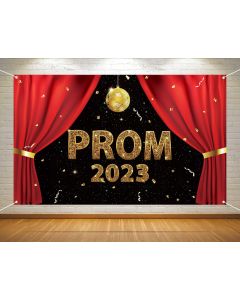 Prom Photo Booth Backdrop 2023 Graduation Party Decoration Black and Gold Prom Night Dance Photography Background Decor
