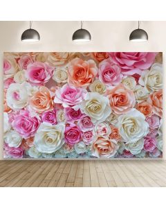 Laeacco 7x5FT Floral Backdrop Mother's Day Photography Background Rose Flowers Colorful Pink Blossoms Flowers Wallpaper Valentine's Day Kids Lover Portraits Photo Studio Props Bridal Shower Backdrop