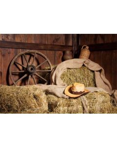 Yeele 10x8ft Old Barn Background for Photography Western Cowboy Hat Hay Straw Wheel Backdrop Kid Adult Photo Booth Shoot Vinyl Studio Props