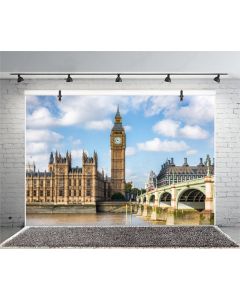 Leyiyi 7x5ft Photography Background Big Ben Backdrop England Parliament House Westminster Bridge London Travel Landmark European Wedding Sky Cloud River Photo Portrait Vinyl Studio Video Prop
