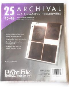 Archival Negative Pages Holds Four 4 x 5 Inches Negatives or Transparencies, Pack of 25