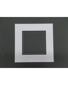 (1) 12x12 Square White and Black Double Picture Mats with White Core Bevel Cut for 8x8 Pictures