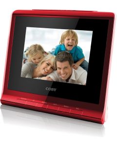 Coby DP356RED 3.5-Inch Digital Photo Frame with Alarm Clock, Red