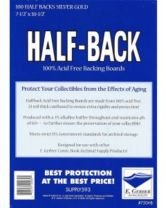 Half-Back Silver & Gold Comic Book Backing Boards 7 1/2" x 10 1/2"